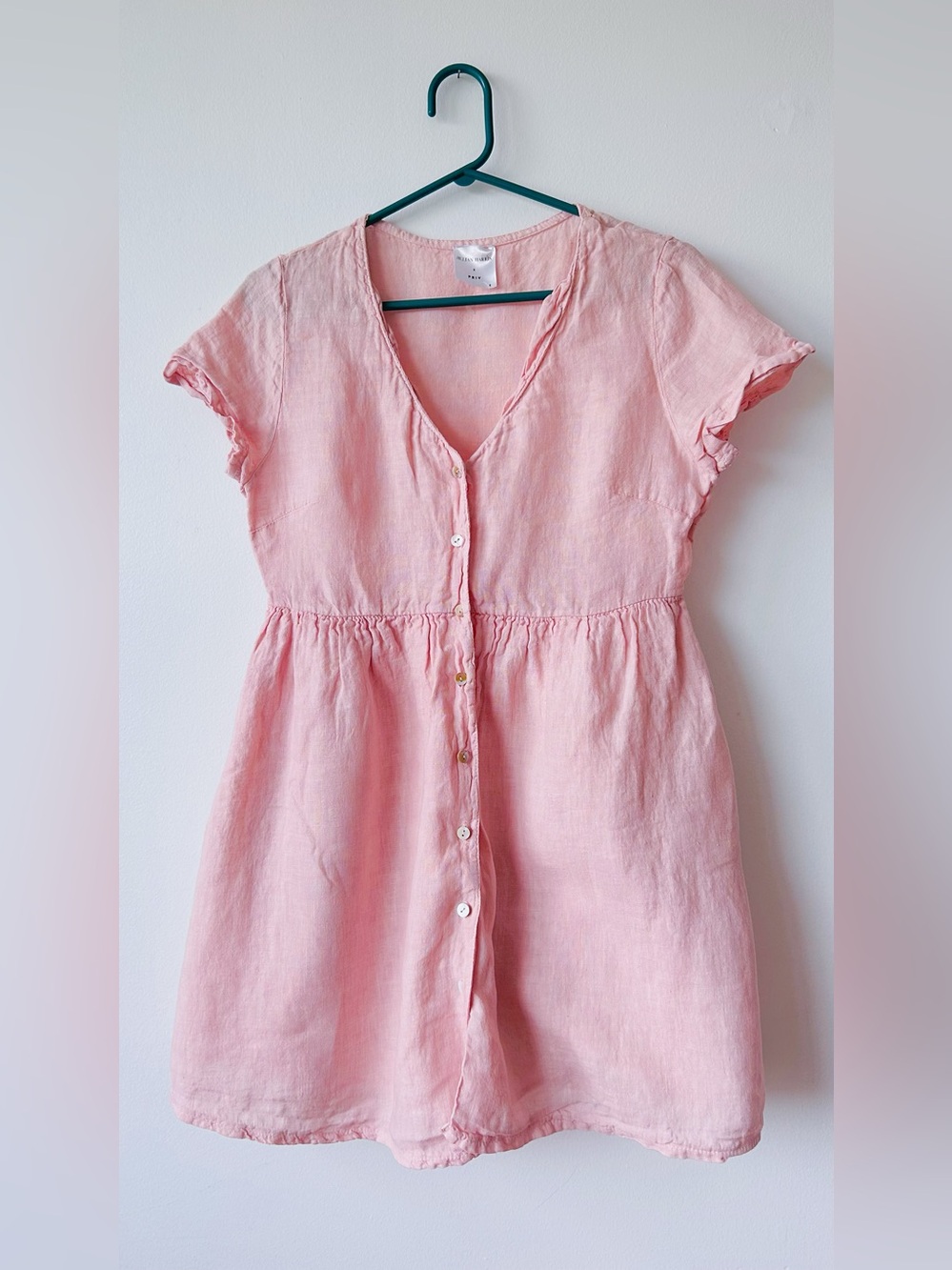 Jillian Harris x Priv Blush Pink Linen Button Up Babydoll Dress size S - Picture 1 of 8